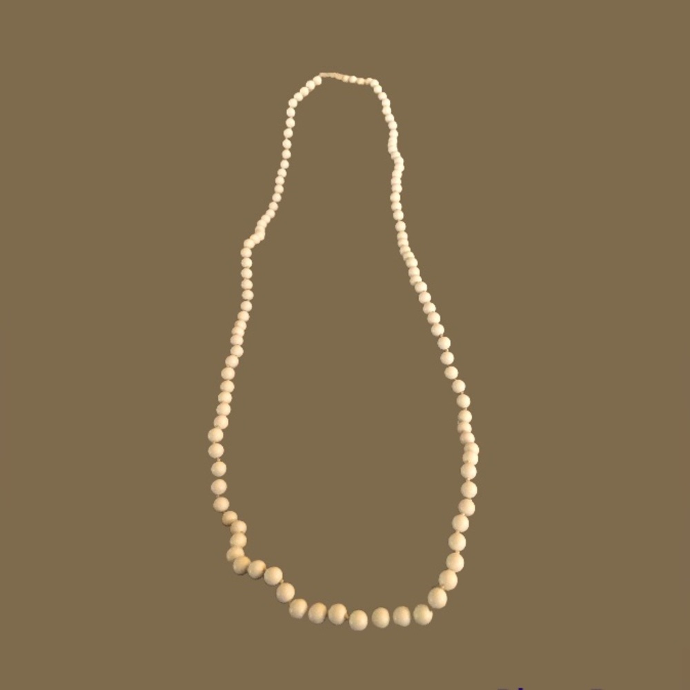 Vintage Opera Length Necklace w/ White Beads